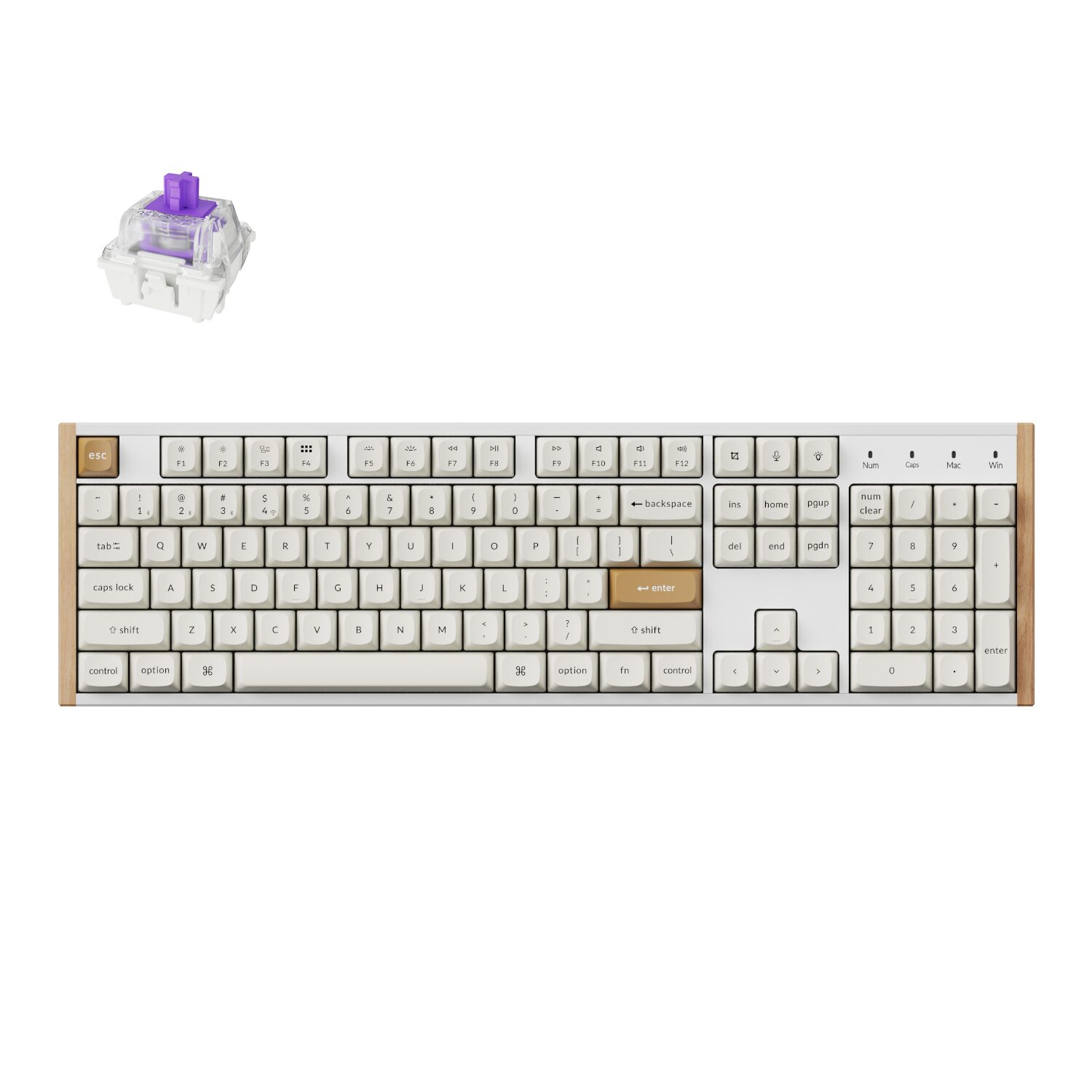 K10H-Q1_Keychron_K10_HE_100_Hot-Swap_Gateron_Dbl_wr_01.jpg Keychron K10 HE Special Edition Full-size Hot-Swap Gateron Dbl-Rail Nebula Switch RGB Wireless Keyboard - White (Wood + Al) - Image 1