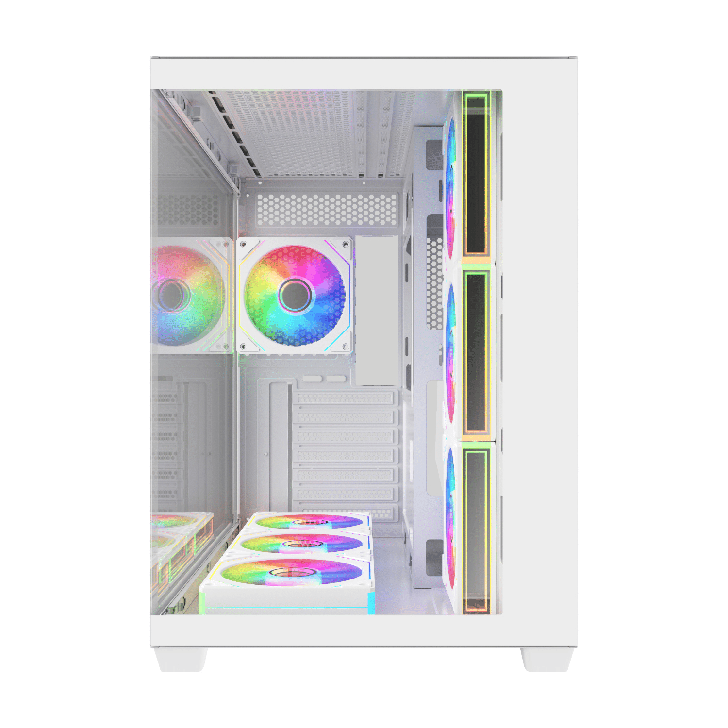 FSP M341 ATX Dual Chamber Mid Tower Gaming Chassis - White - Image 2