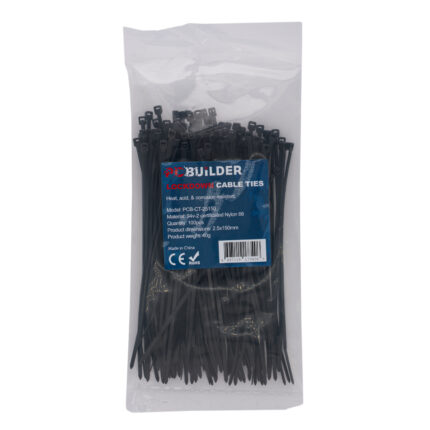 PCBuilder LOCKDOWN 150mm Cable Ties (100 pcs) - Black
