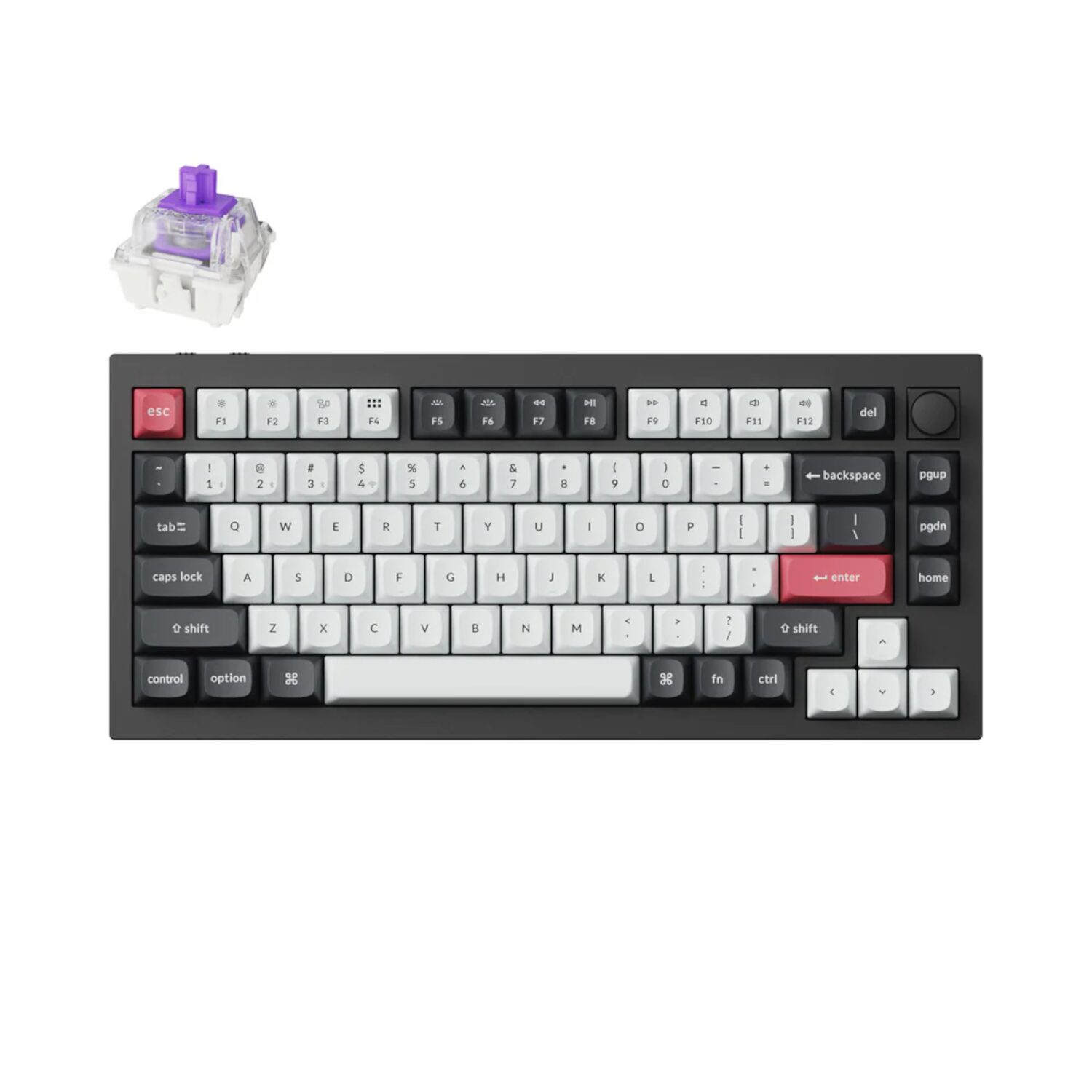 Q1H-M1-wr-01.jpg Keychron Q1H-M1 QMK Wireless Custom Keyboard - Black - Image 1