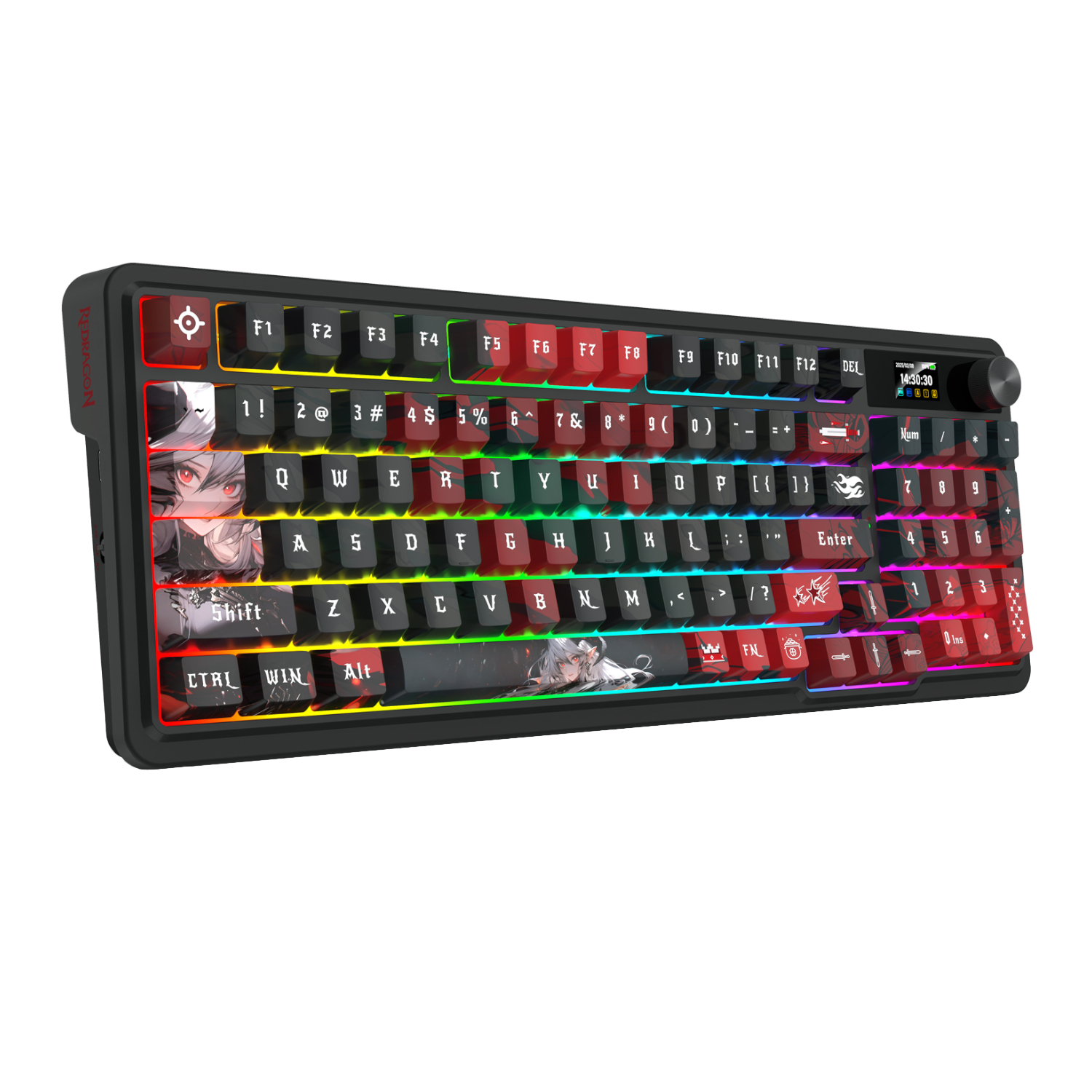 RD-K719AK-RGB-PRO_Redragon-K719AK-ARTEMIS-PRO-RGB-Wireless-LCD-Mechanical-Gaming-Keyboard-Black_wr_01a.jpg Redragon K719AK ARTEMIS PRO RGB Wireless LCD Mechanical Gaming Keyboard (Anime Edition) - Image 1
