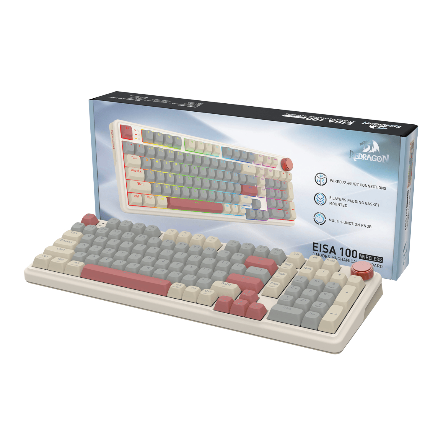 RD-K768WGR-WL_Redragon_EISA_100_Retro_RGB_Wireless_Mec_wr_01.png Redragon EISA 100 Retro RGB Wireless Mechanical Keyboard - Cream/Grey - Image 1