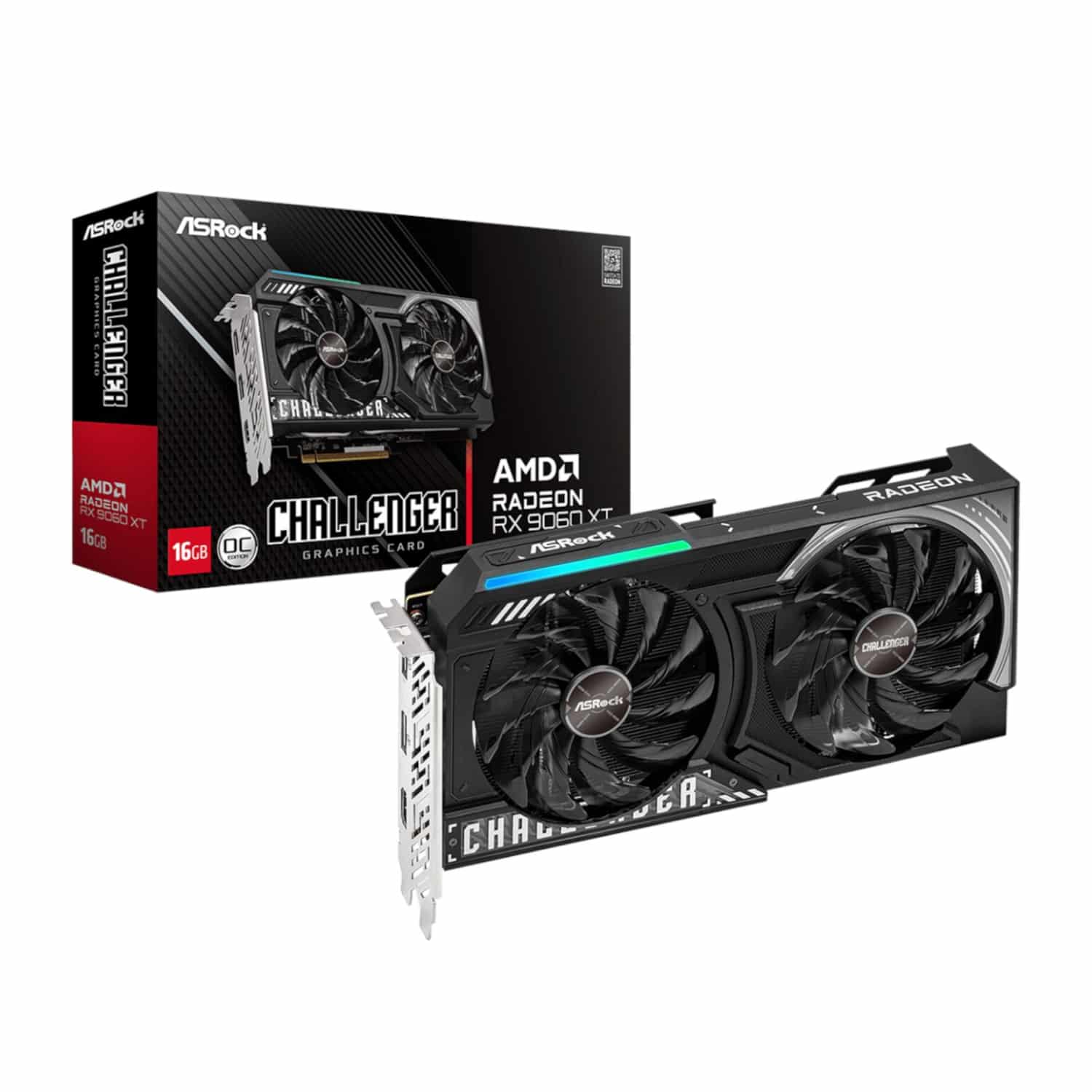 RX9060XTCHALLENGER16G_ASRock-AMD-Radeon-RX-9060-XT-Challenger-16GB-OC_wr_01a.jpg ASRock Radeon RX 9060 XT Challenger 16GB OC Graphics Card (RDNA™ 4, PCIe 5.0) - Image 1