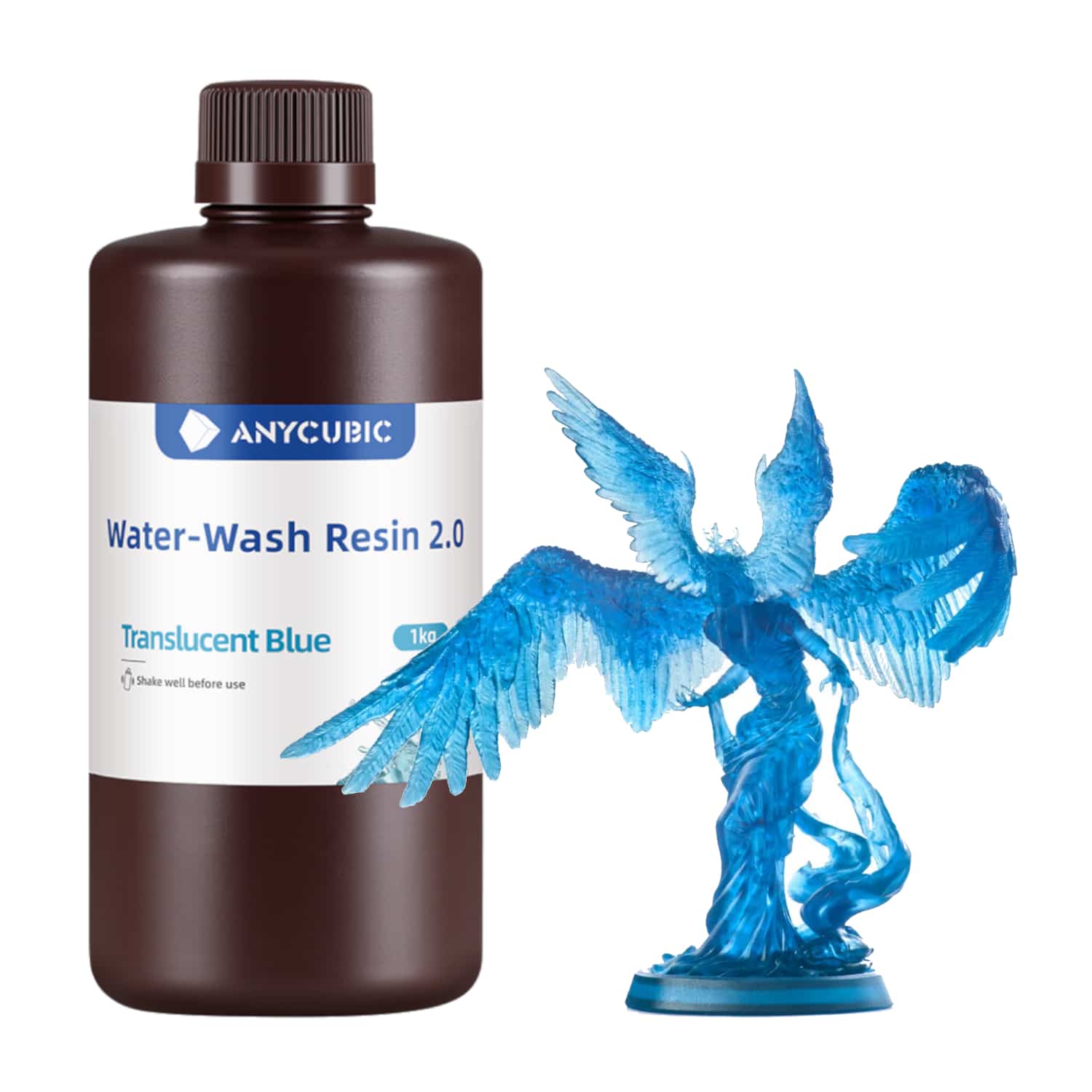 SSX2TB-10_Anycubic-Water-Wash-Resin-2.0-Trasnslucent-Blue_wr_01a.jpg Anycubic Water Wash Resin 2.0 – Translucent Blue - Image 1
